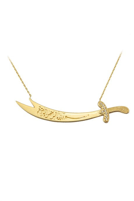 Oro macizo Hz. Collar de espada Ali Zulfikar | 14K (585) | 3,28 gramos