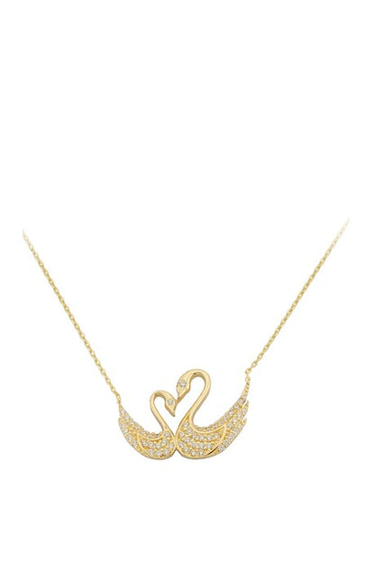 Collar de cisne doble de oro macizo | 14K (585) | 2,66 gramos