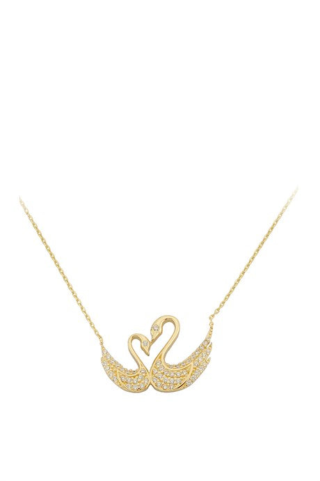 Collar de cisne doble de oro macizo | 14K (585) | 2,66 gramos