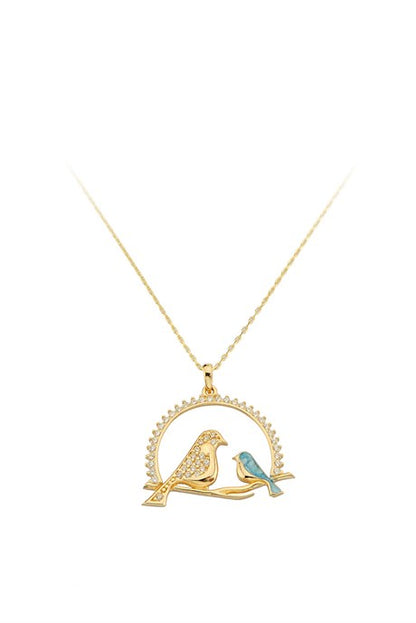 Collier double oiseau en or massif | 14K (585) | 2,67 grammes