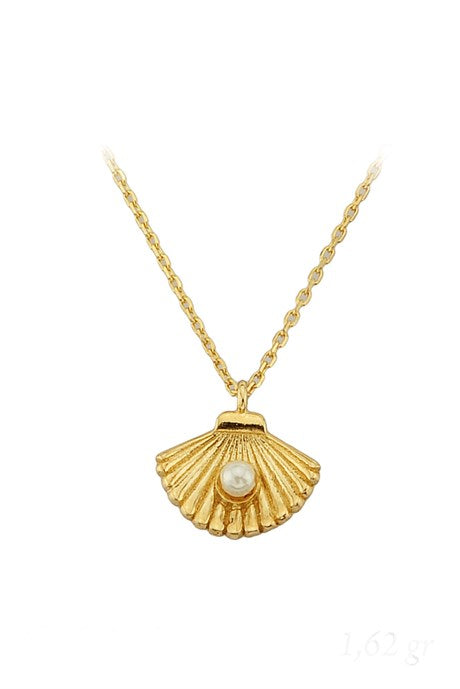 Solid Gold Pearl Oyster Necklace | 14K (585) | 1.62 gr