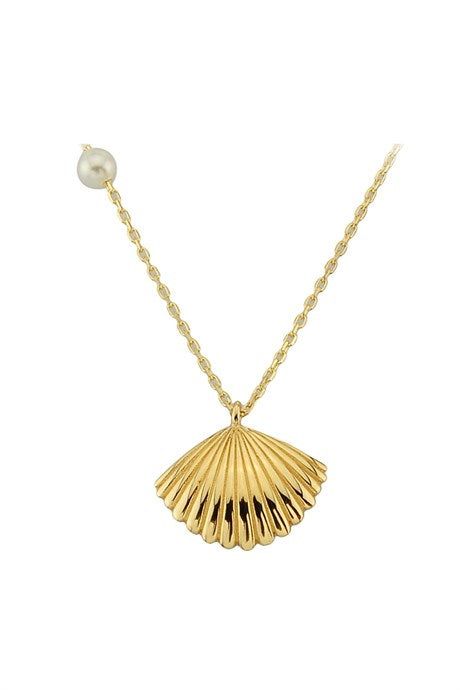 Solid Gold Pearl Oyster Necklace | 14K (585) | 1.78 gr