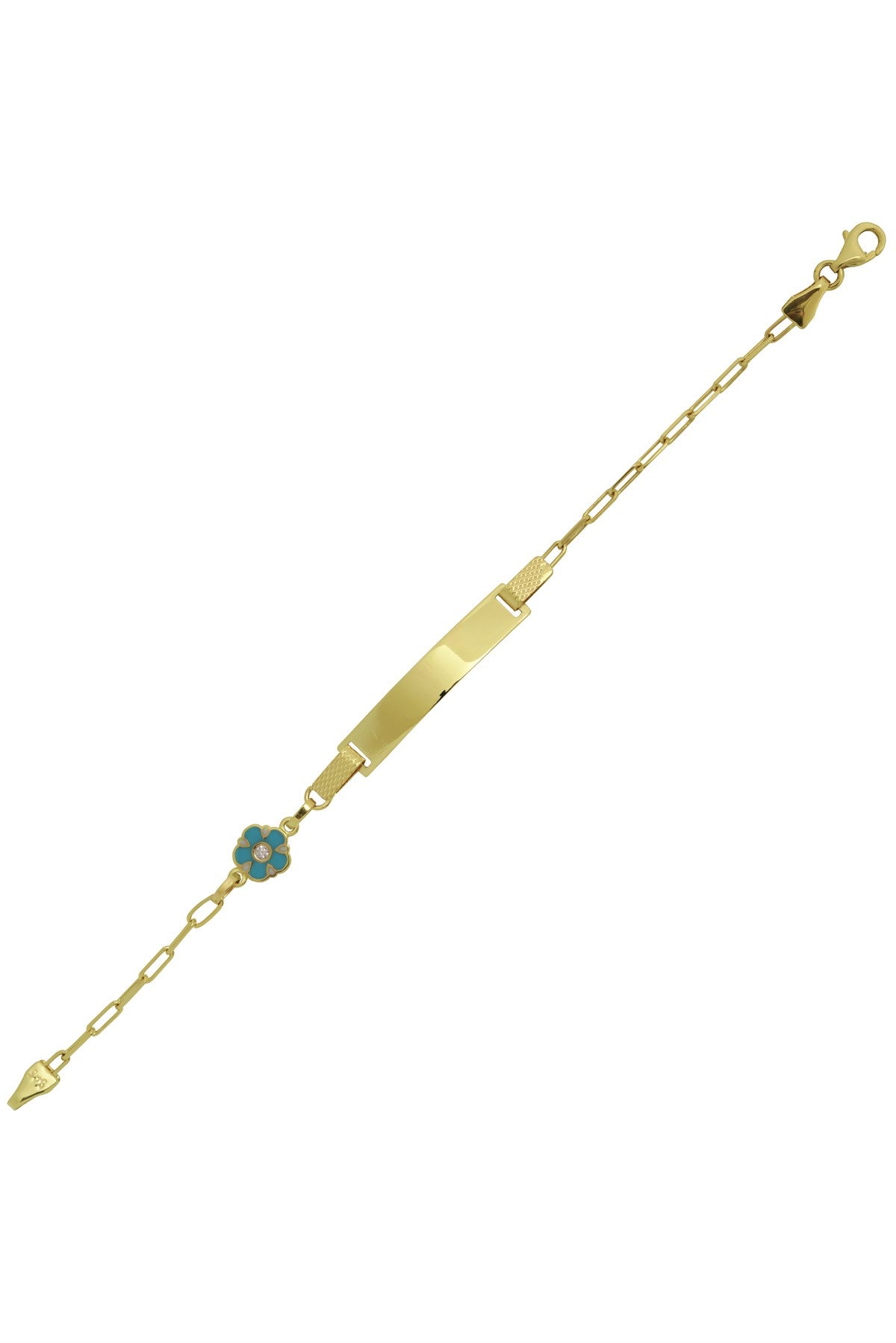 Bracelet bébé et enfant en or massif avec nom et fleur en émail | 14K (585) | 3,02 grammes