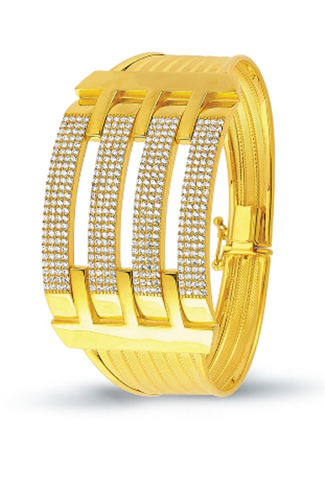 Solid Gold Rib Handcuff Bracelet | 14K (585) | 29.54 gr