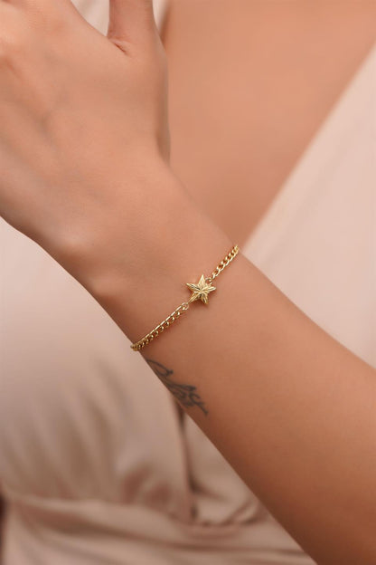 Solid Gold Star Bracelet