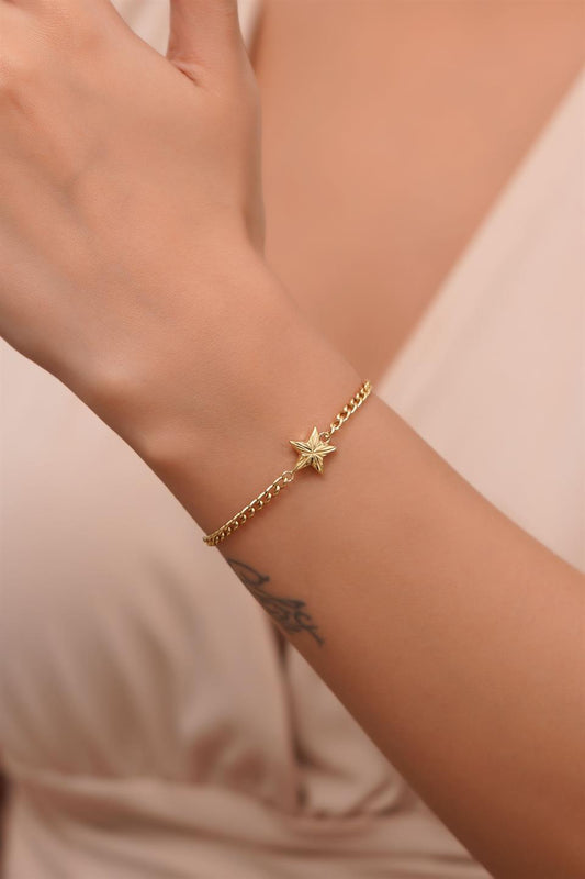 Solid Gold Star Bracelet