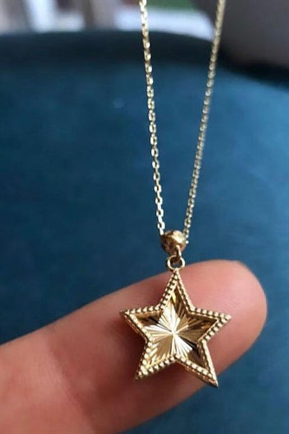 Collar de estrella de oro macizo | 14K (585) | 2,26 gramos