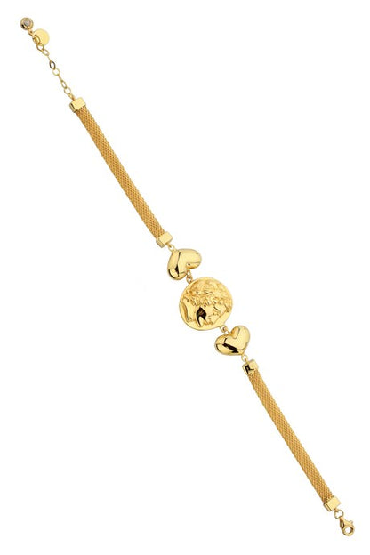 Pulsera Apolo con corazón de oro macizo | 14K (585) | 10,53 gramos