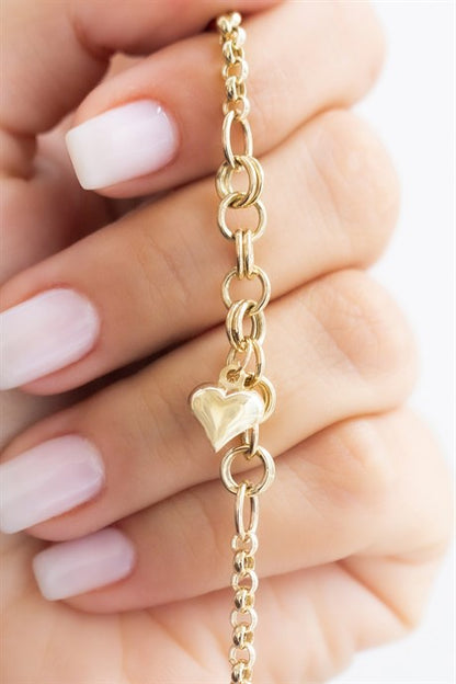 Solid Gold Heart Bracelet | 14K (585) | 4.15 gr