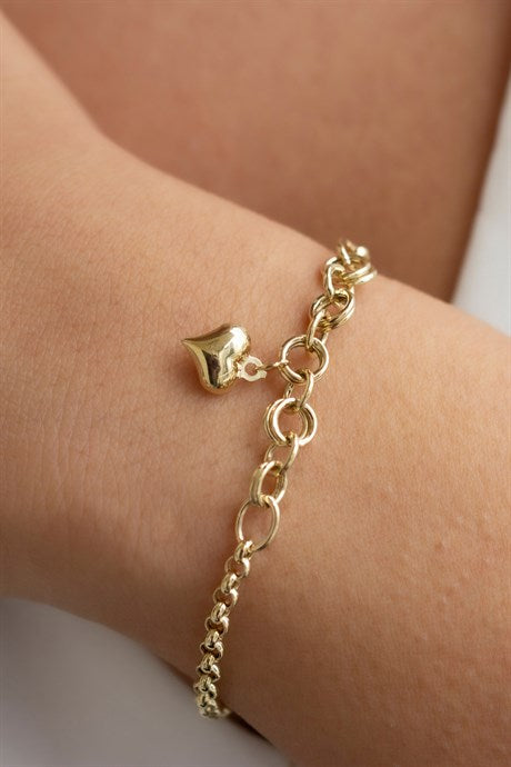 Solid Gold Heart Bracelet | 14K (585) | 4.15 gr