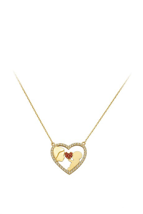 Solid Gold Heart Mother And Baby Necklace | 14K (585) | 1.99 gr