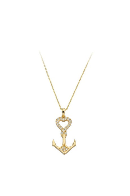 Collier cercle ancre coeur en or massif | 14K (585) | 1,88 grammes