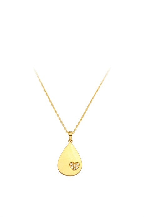 Solid Gold Heart Drop Necklace | 14K (585) | 1.91 gr