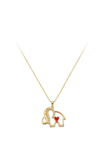 Collar de elefante con corazón de oro macizo | 14K (585) | 2,15 gramos