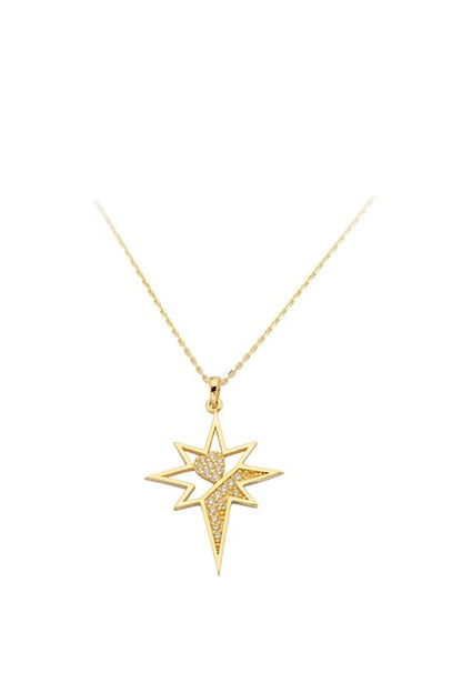 Collar de estrella polar con corazón de oro macizo | 14K (585) | 2,18 gramos