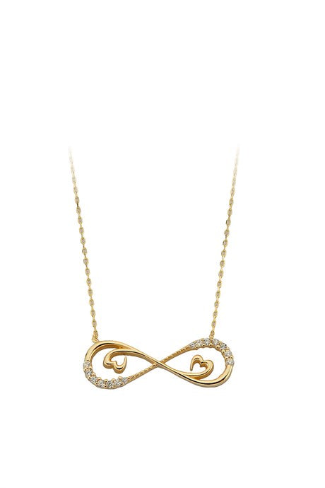 Solid Gold Heart Infinity Necklace | 14K (585) | 2.20 gr