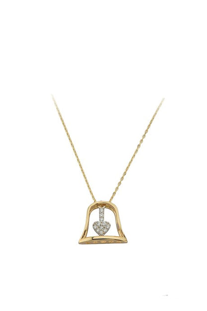 Collar de campana de corazón de oro macizo | 14K (585) | 1,97 gramos