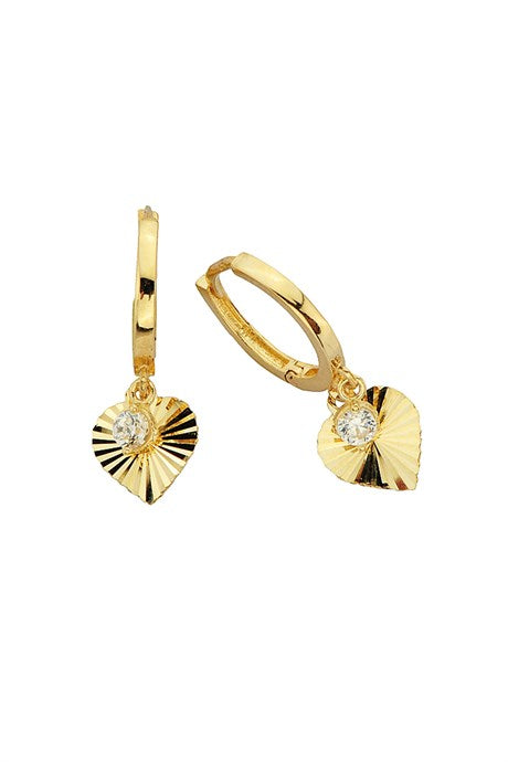 Solid Gold Heart With Figure Circle Earring | 14K (585) | 2.15 gr
