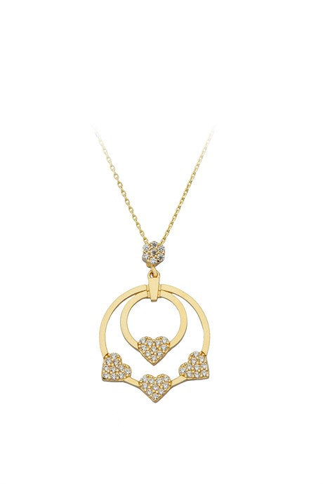 Collar de círculo de corazón de oro macizo | 14K (585) | 2,67 gramos