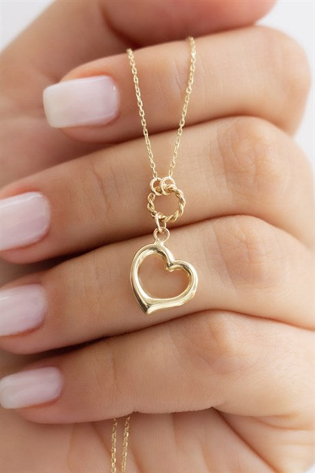 Solid Gold Heart Necklace | 14K (585) | 1.73 gr