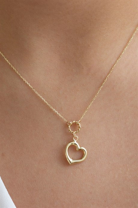 Solid Gold Heart Necklace | 14K (585) | 1.73 gr