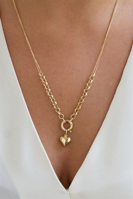 Solid Gold Heart Necklace | 14K (585) | 7.46 gr