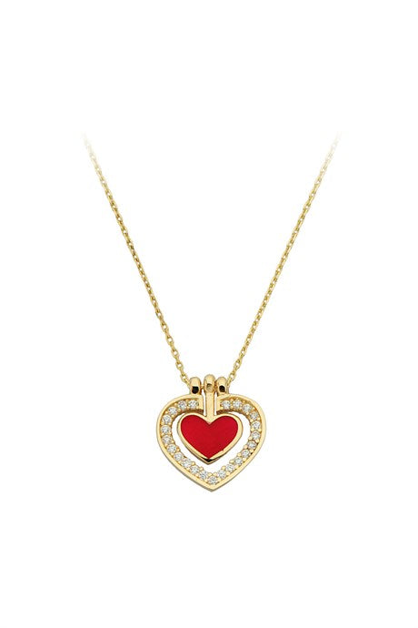 Collar de corazón de oro macizo | 14K (585) | 2,30 gramos