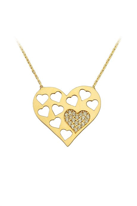 Collar con motivo de corazón en oro macizo | 14K (585) | 2,00 gramos