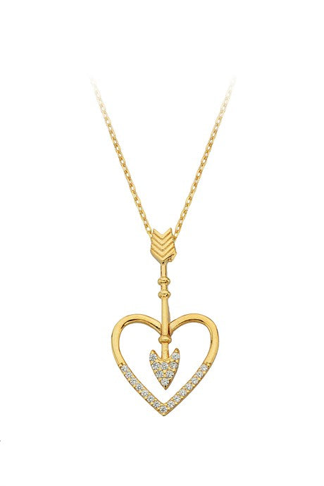 Collier flèche coeur en or massif | 14K (585) | 2,30 gr