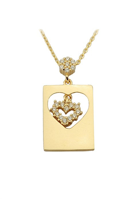 Collier plaque coeur en or massif | 14K (585) | 2,39 grammes