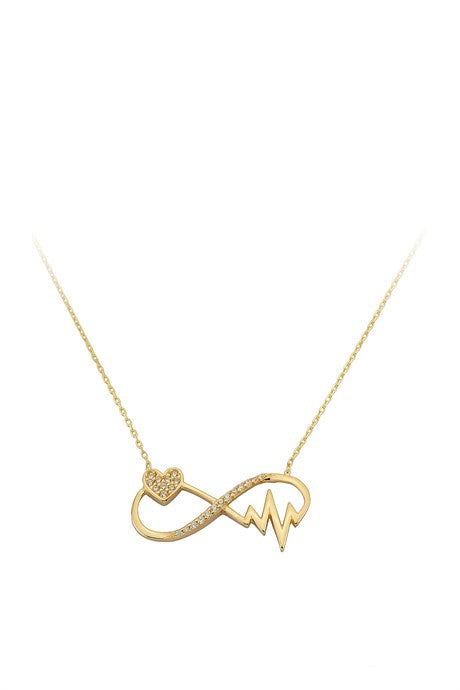 Solid Gold Heart Rhythm Infinity Necklace | 14K (585) | 2.17 gr