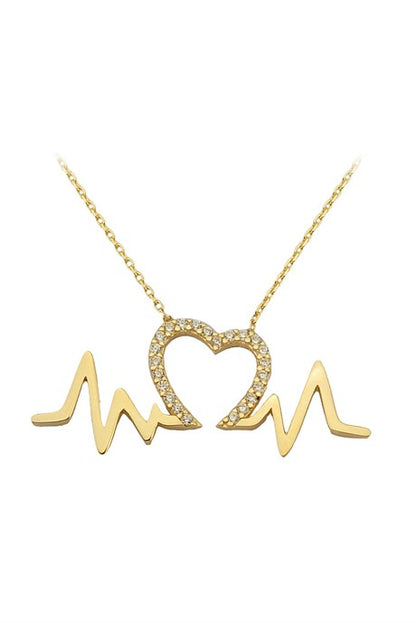 Collar de ritmo de corazón de oro macizo | 14K (585) | 2,21 gramos