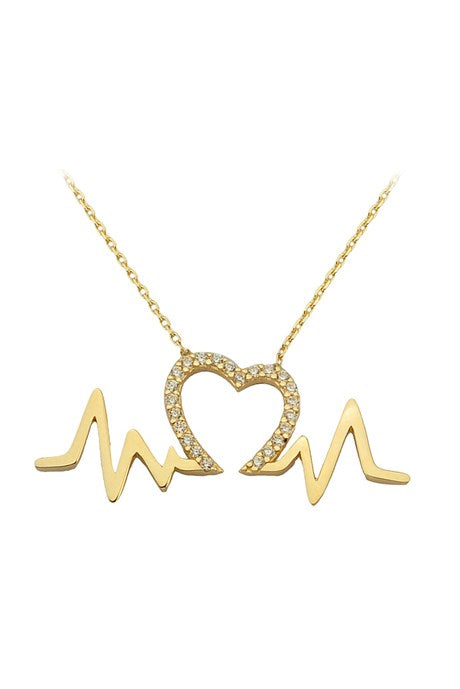 Solid Gold Heart Rhythm Necklace | 14K (585) | 2.21 gr