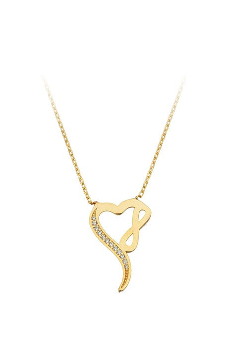 Solid Gold Heart Infinity Necklace | 14K (585) | 1.75 gr
