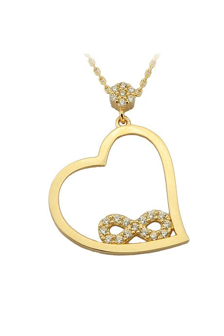 Solid Gold Heart Infinity Necklace | 14K (585) | 2.48 gr