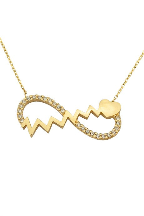 Collar de ritmo infinito de corazón de oro macizo | 14K (585) | 2,22 gramos