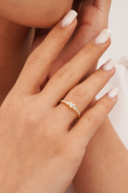 Solid Gold Heart Gemstone Ring