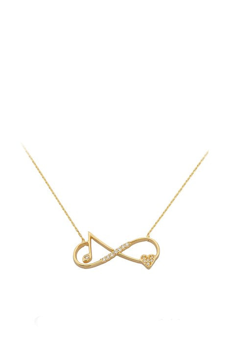 Collier infini coeur en or massif et note de musique | 14K (585) | 2,18 grammes