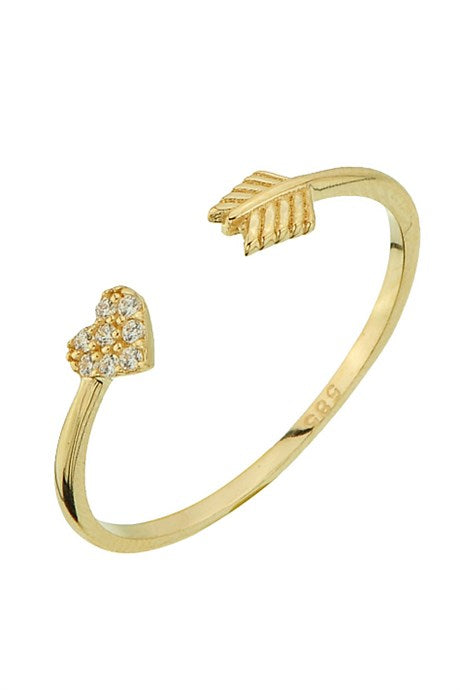 Bague coeur en or massif | 14K (585) | 0,83 gr | Anneau réglable