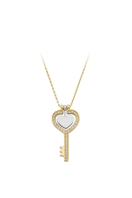 Collar de llave de corazón de oro macizo | 14K (585) | 2,50 gramos