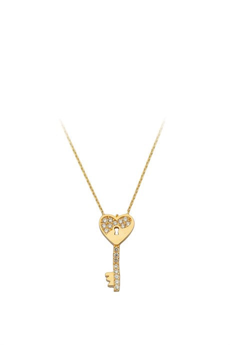 Solid Gold Heart Key Necklace | 14K (585) | 1.97 gr