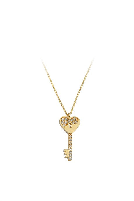 Collier clé coeur en or massif | 14K (585) | 1,87 g