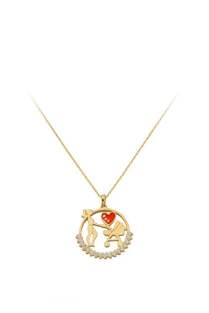 Collier mère et bébé coeur en or massif | 14K (585) | 2,81 grammes