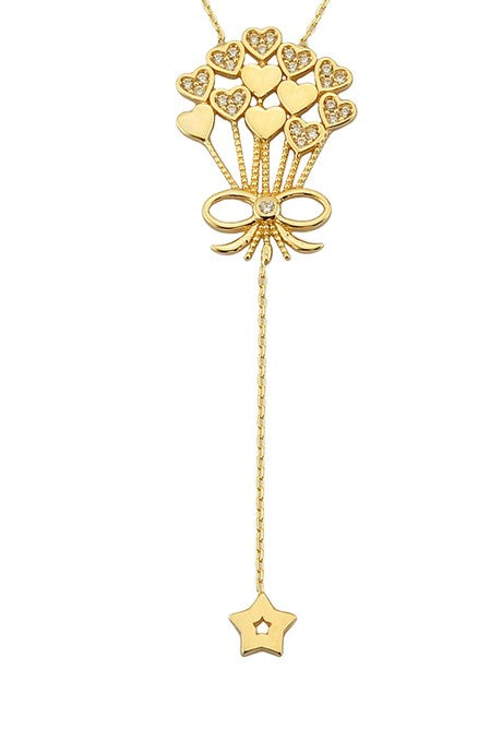 Collier de ballons coeur en or massif | 14K (585) | 2,83 grammes