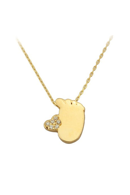 Solid Gold Heart Baby Foot Necklace | 14K (585) | 1.80 gr