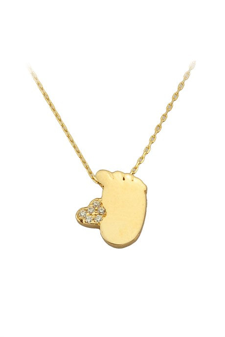 Solid Gold Heart Baby Foot Necklace | 14K (585) | 1.80 gr