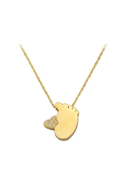 Collar de huella de bebé con corazón de oro macizo | 14K (585) | 1,94 gramos