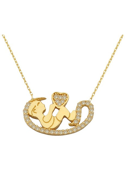 Collar de bebé Vav con corazón de oro macizo | 14K (585) | 2,22 gramos