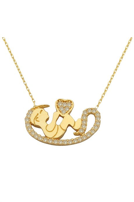 Solid Gold Heart Baby Vav Necklace | 14K (585) | 2.22 gr