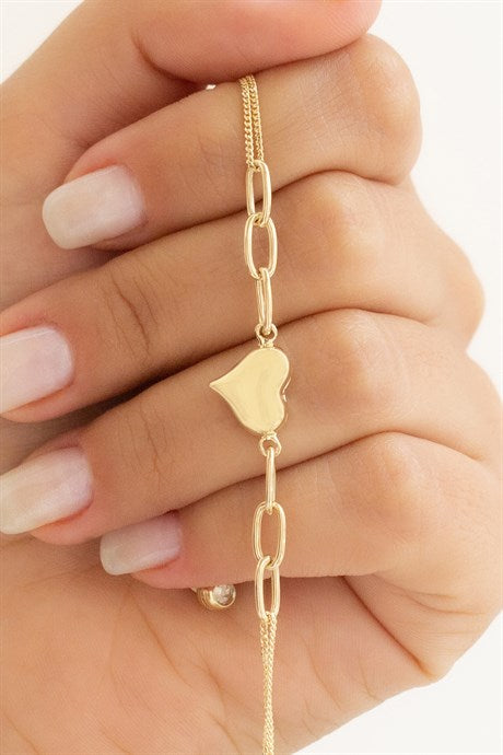 Bracelet coeur en or massif | 14K (585) | 2,86 grammes